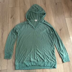 Caslon Women’s Green Hooded Sweater Sz L